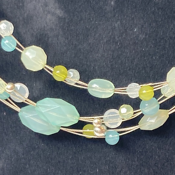 Light Pale Blue Green Beaded Necklace 18" 3" Extender - Picture 3 of 12